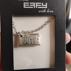 EFFY Shopping‎ At Sea Pendant Necklace 18" Silver Rhodium Plated Faux Aquamarine